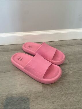 No Boundaries Pink Slide Sandals
